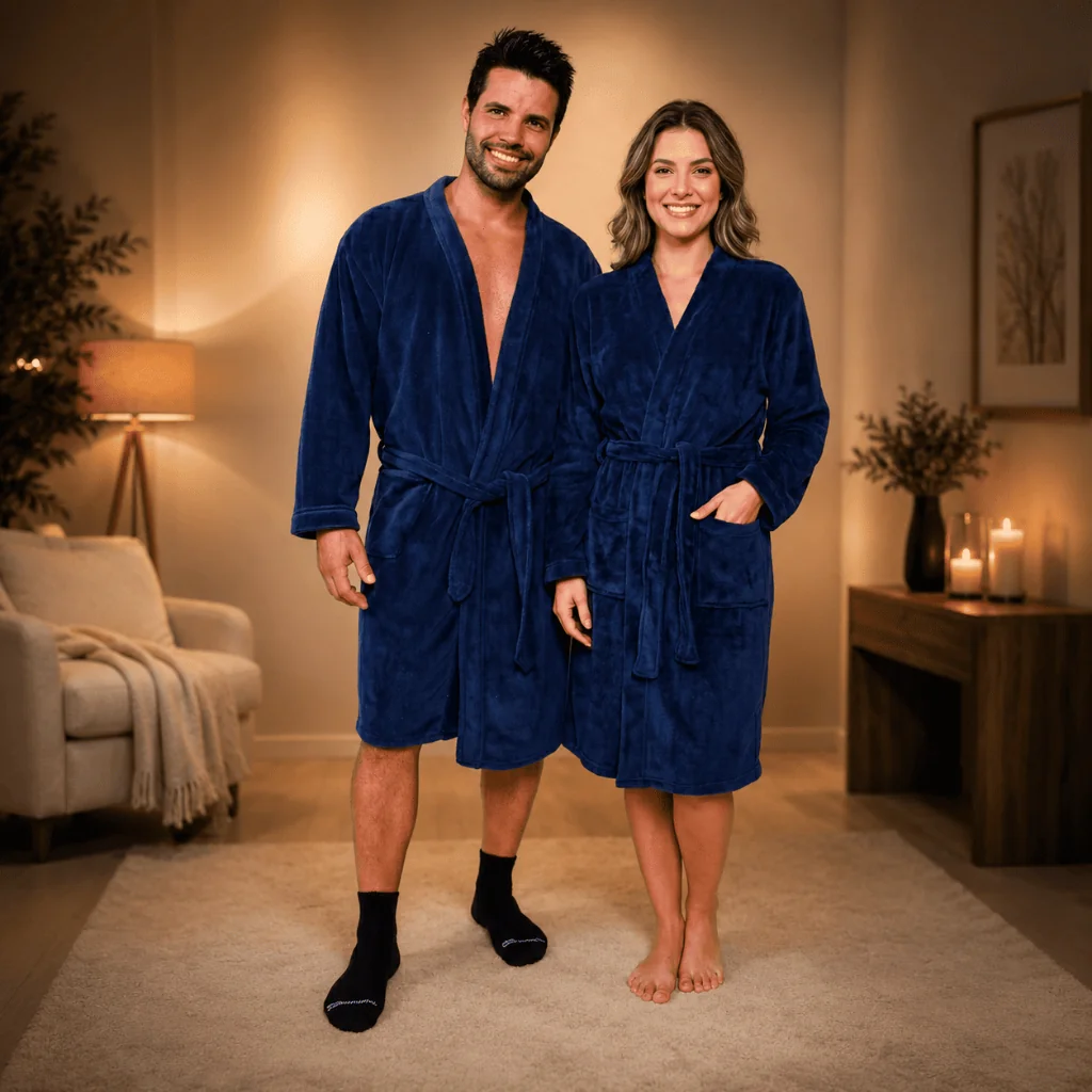 Roupão Plush Benévola Adulto Antialérgico Roupão Microfibra Térmico Feminino Masculino Inverno