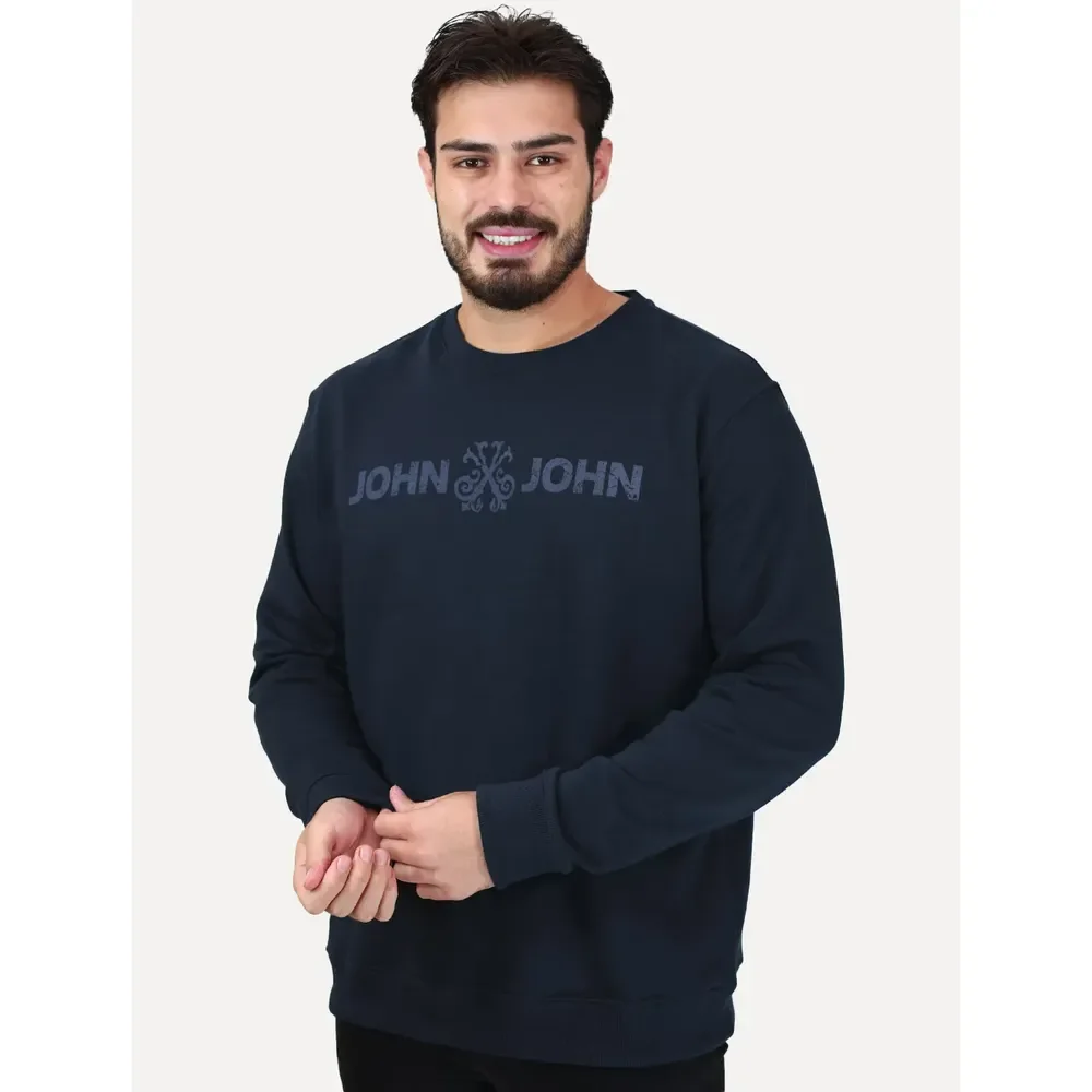 Moletom John John New Basic Logo Rusty Azul Marinho L/g Azul-marinho