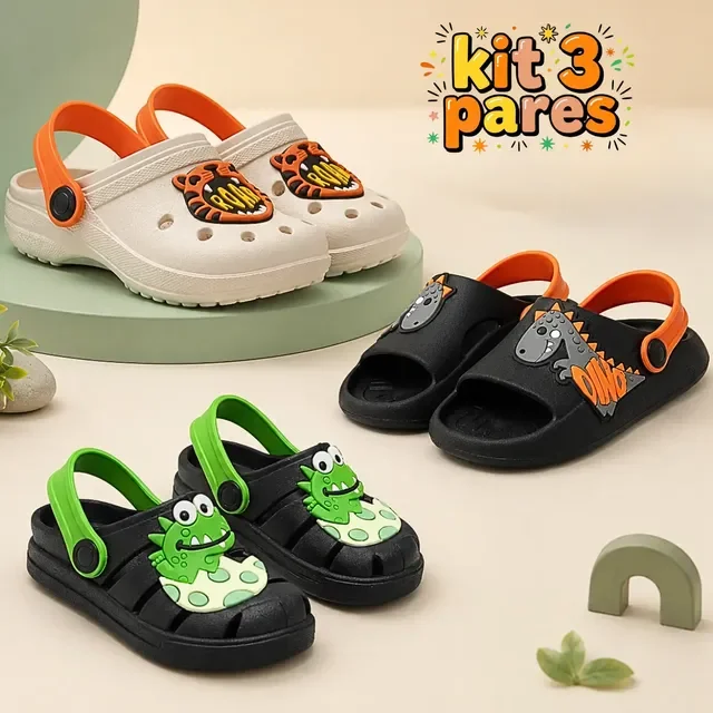 Kit 3 Pares Papete Infantil Menino Nuvem Sandália Conforto