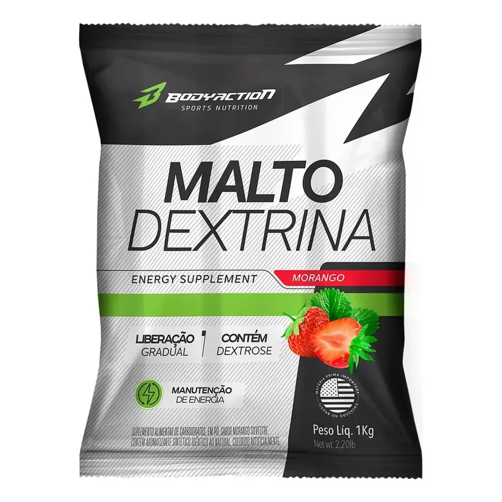 Maltodextrina 1kg - Bodyaction Sabor Morango