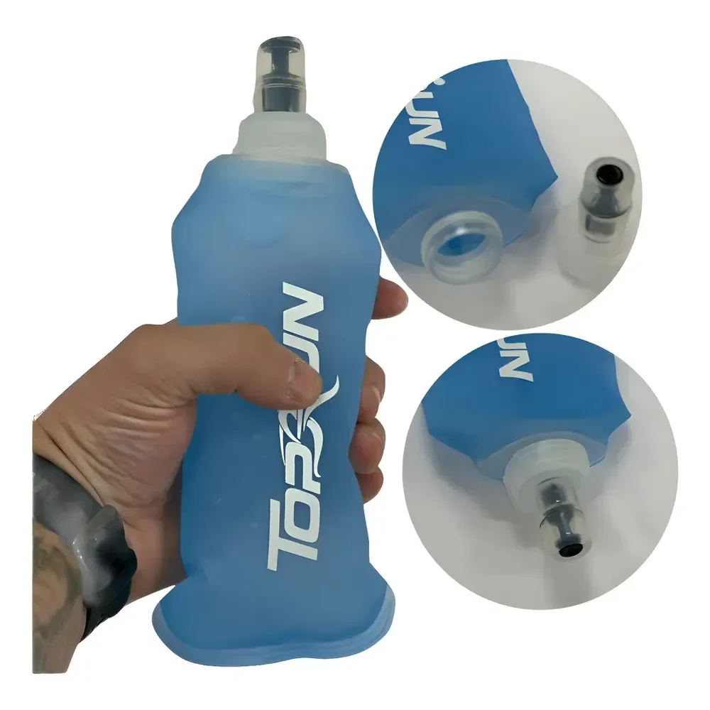 Garrafa Hiratação Silicone Soft Flash 350ml Dobrável Cor Azul-celeste