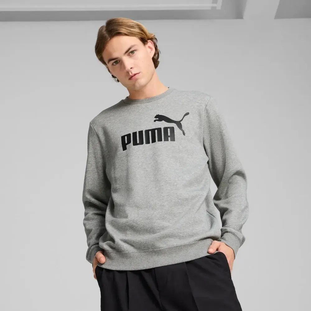 Moletom Masculino Essentials No. 1 Logo Crew Puma M Medium Gray Heather Liso