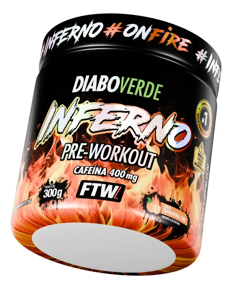 Pré Treino Pre Workout Diabo Verde Pote 300g Inferno Tangerina Fire
