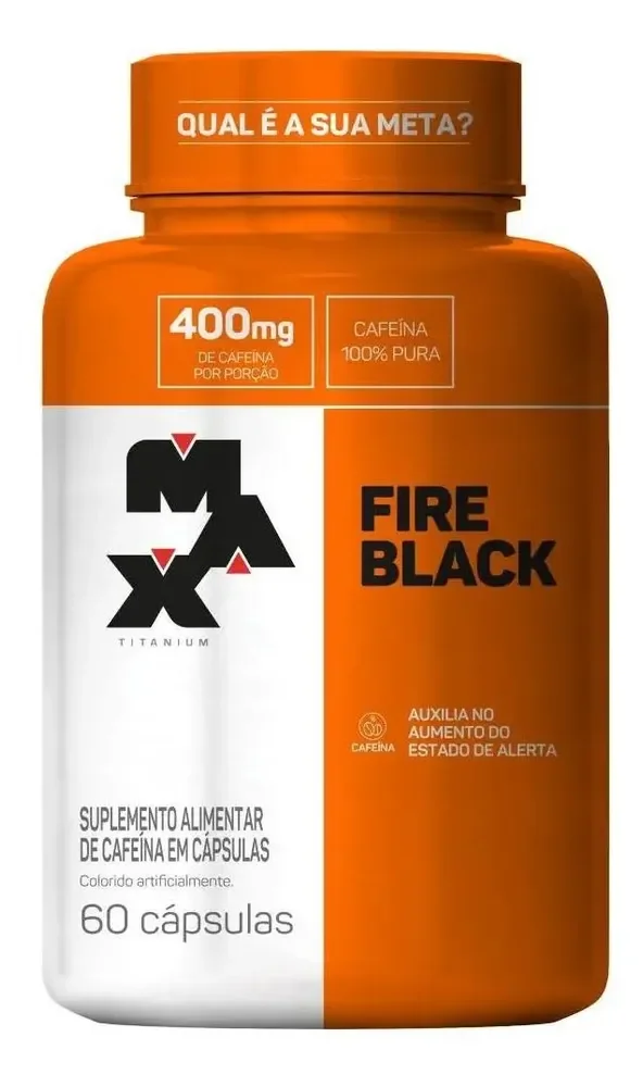 Pote Termogênico Fire Black 60 Cáps Max Titanium Sem Sabor Sem Sabor