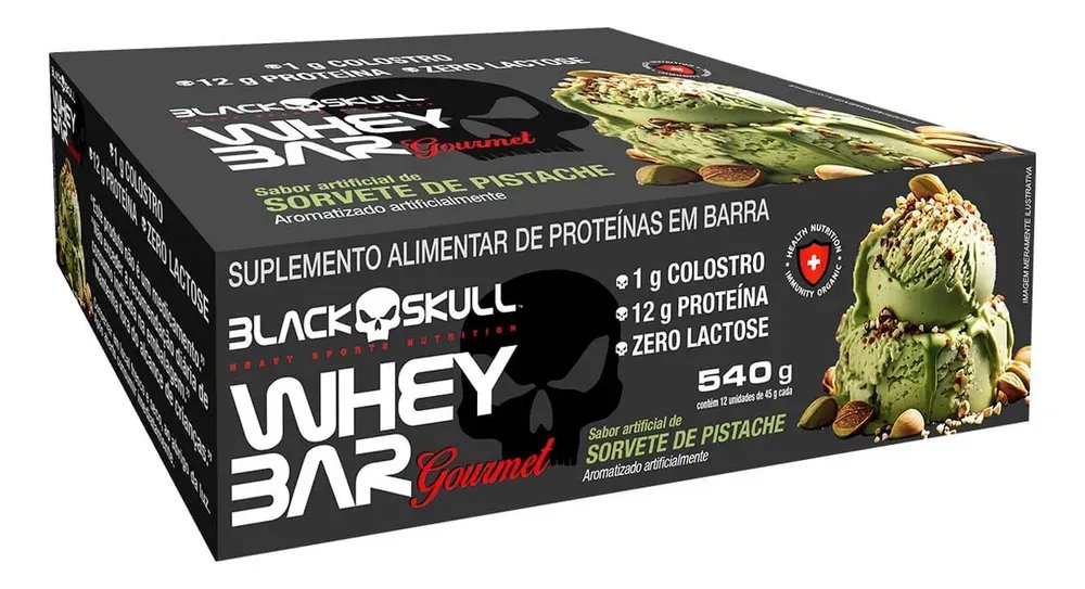 Barra De Proteína Gourmet C/ Colostro - Display C/ 12 Black Sabor Pistache