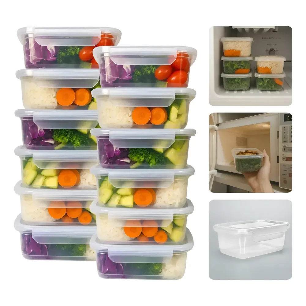 Kit 12 Potes Marmita 750 Ml Reutilizável Freezer Microondas Transparente
