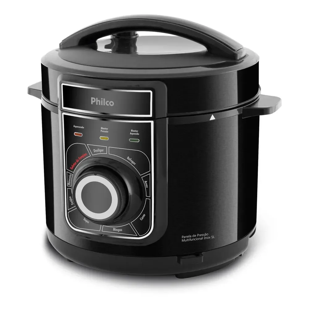 Panela De Pressão Philco Ppp02pi Inox Multifuncional 5l Cor Preto 127v