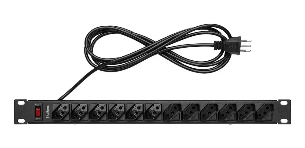 Protetor Eletrônico Com 12 Tomadas Para Rack Epr 212+ Preto Intelbras 110v/220v