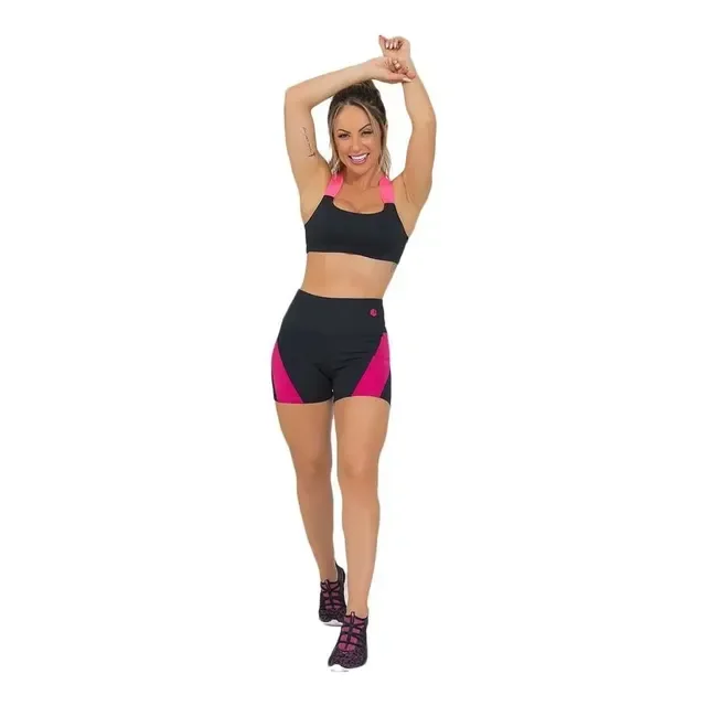 Conjunto Fitness Feminino Elegance Preto P/ Academia Look
