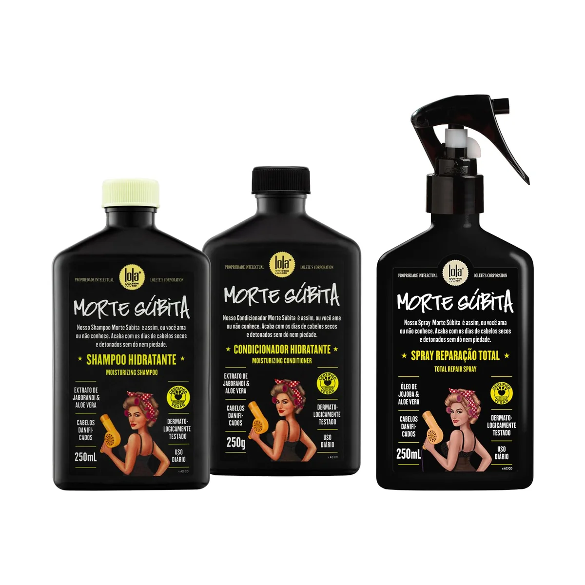 Kit Morte Súbita (Shampoo + Condicionador + Spray Reparaçao) - Lola From Rio