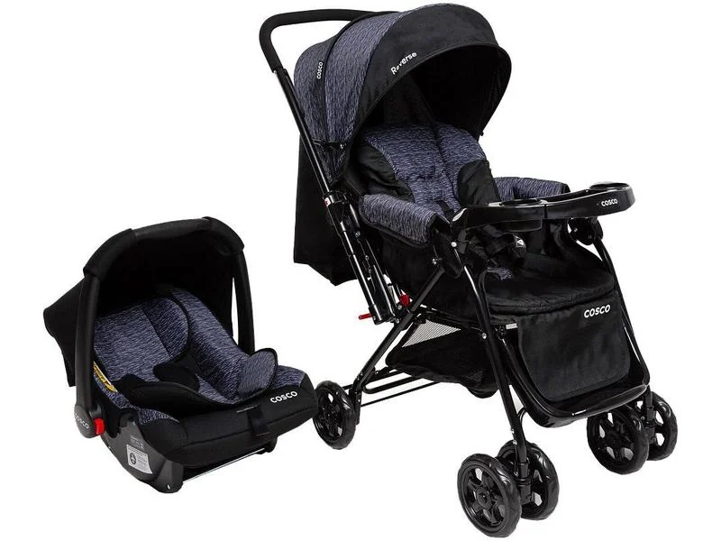 Carrinho de Bebê Alça Reversível com Bebê Conforto Cosco Kids