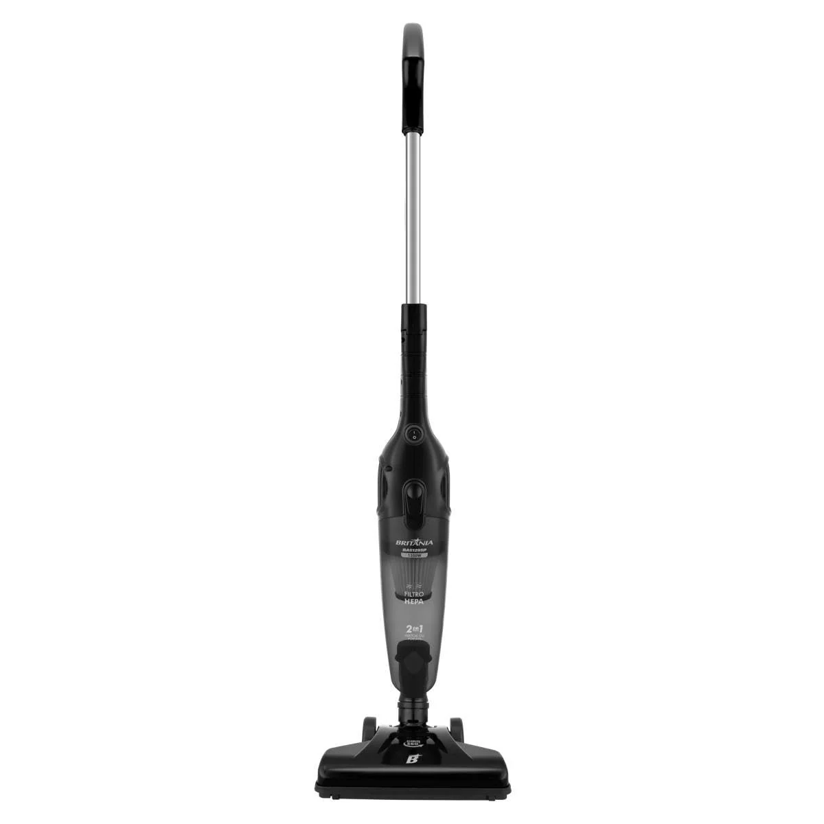 Britania Aspirador de Pó 2 em 1 Vertical, Preto, Filtro HEPA, Pisos e Carpetes, Elétrico, 220V, 1L, 1.43kg