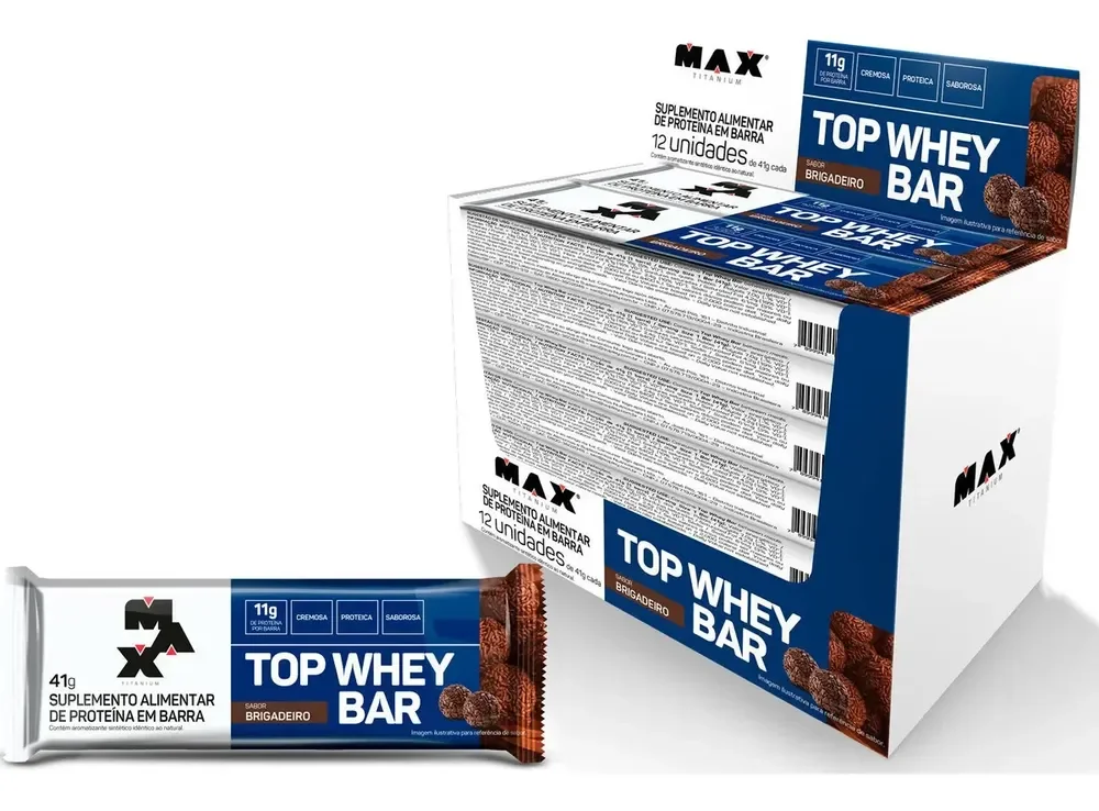 Top Whey Bar Caixa 12 Unidades Barra ProteinaMax Titanium Sabor Brigadeiro