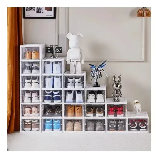 Organizador Caixas Sapatos Vertical Dobrável 6 Andares Luxo Branco Claro