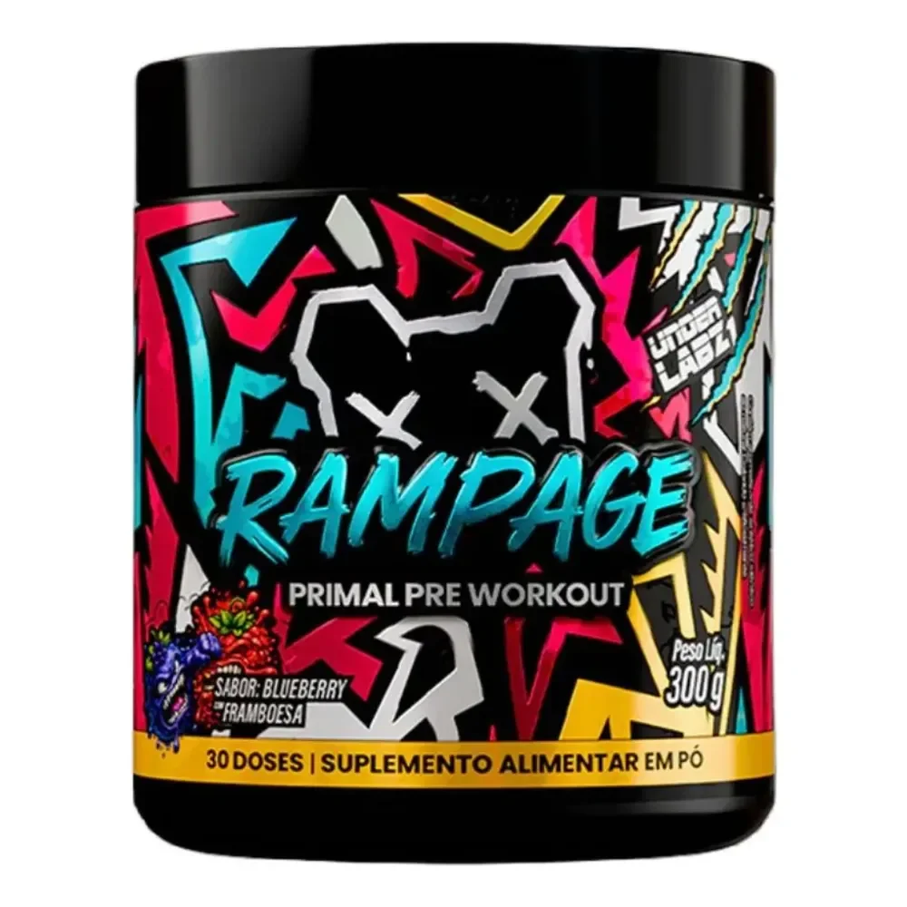 Rampage Pre Treino Blueberry Framboesa 300g - Under Labz Blueberry E Framboesa