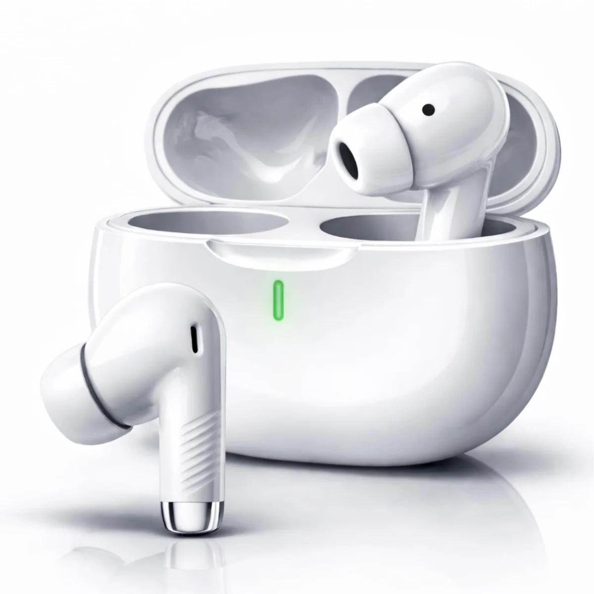 Fone de Ouvido Bluetooth 5.4 TWS Branco Sem Fio com Microfone, Controle Touch, Intra Auricular com Redução de Ruído, Estojo USB-C, Até 16h, Android e iPhone