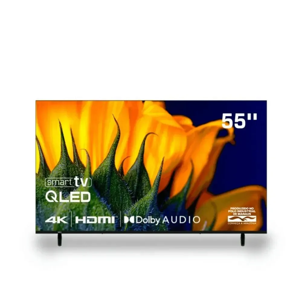 Televisão Smart Tv Hq 55 Qled, 4k Uhd, Dolby Audio, Wi-fi, Bluetooth, 3 Hdmi, 2 Usb, Netflix, Prime Video, Led Bivolt