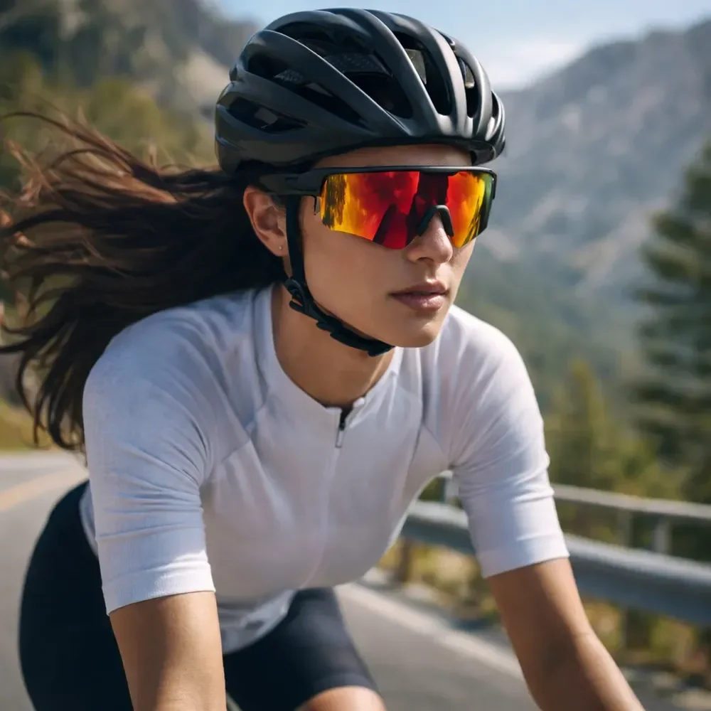 Óculos De Sol Ciclismo Corrida Esportivo Volei Pace Bike C2 Laranja E Amarelo
