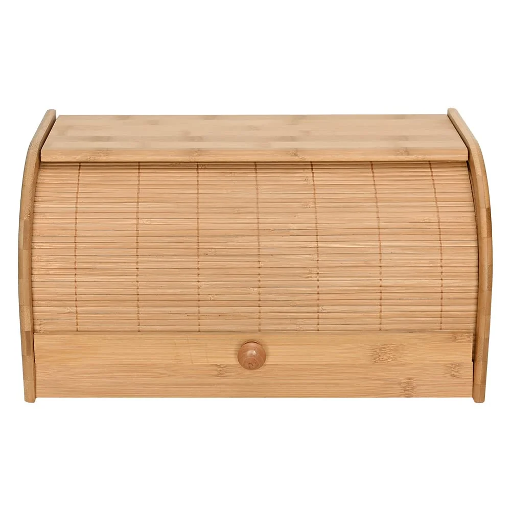 Mimo Style Porta Pães Com Tampa Retrátil, Feito Inteiramente de Bambu Ecokitchen. Perfeita Para Armazenar Pães, Bolachas e outras coisas. Resistente, Durável e 100% Ecológica