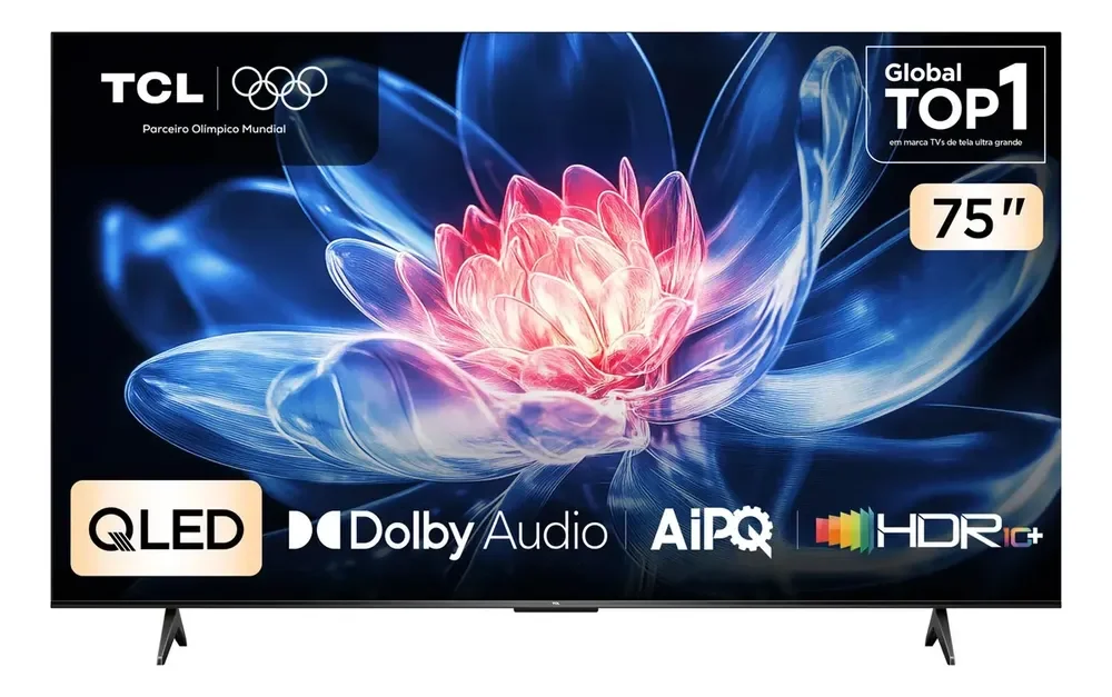 TCL, Smart TV 75" T6C, 4K QLED, Tela HVA, HDR10+ e Google TV