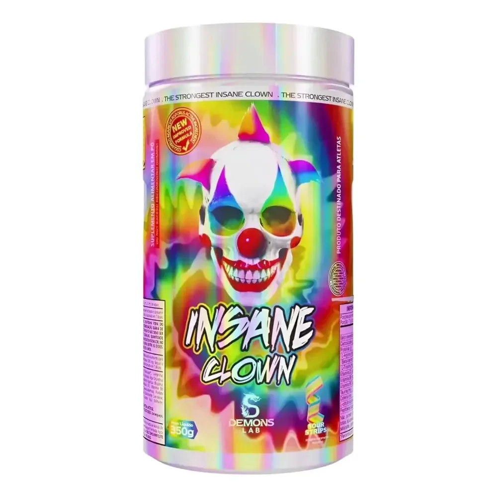 Pré Treino Insane Clown Demons Lab 350g Sour Strips Cafeína Arginina Beta Alanina Suor Strips