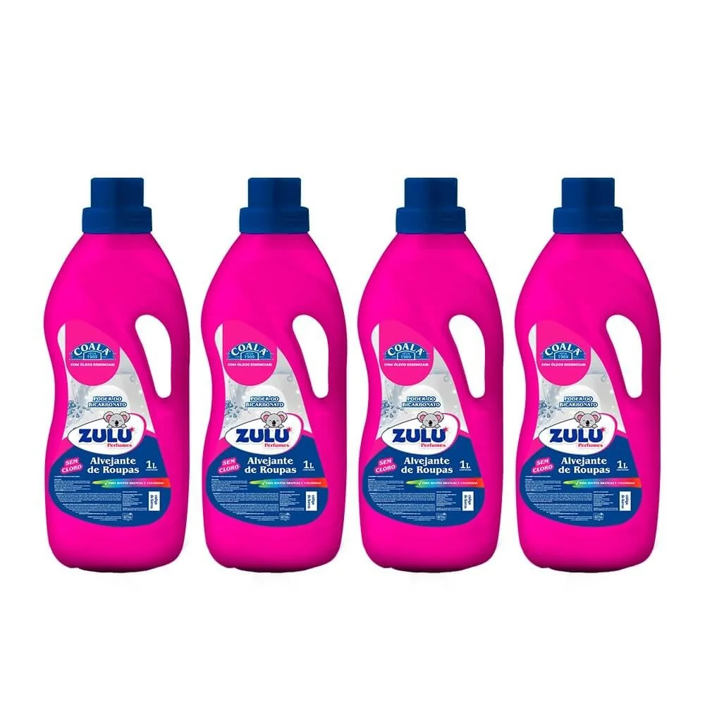 Kit  4 Unidades Alvejante de Roupas Zulu Perfumes / Coala 1L