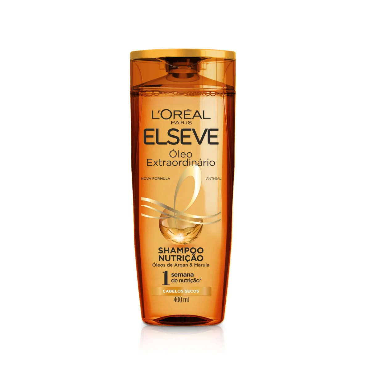 Elseve Óleo Extraordinário, Shampoo para Cabelos Secos, Nutrição com Micro-Óleos de Flores Preciosas para Brilho e Vitalidade, Leveza Infinita sem Pesar, 400ml