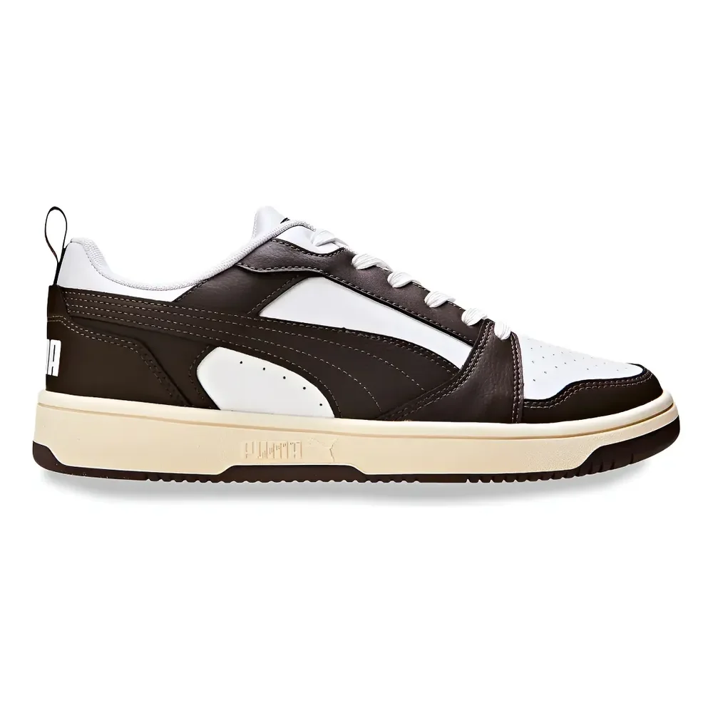 Tênis Casual Masculino Rebound V6 Low Puma Geométrico 40 Br Puma White-chocolate-alpine Snow 35 Eu
