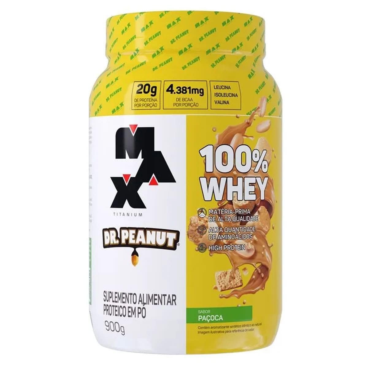 100% Whey Max Titanium x Dr. Peanut (900g), Paçoca