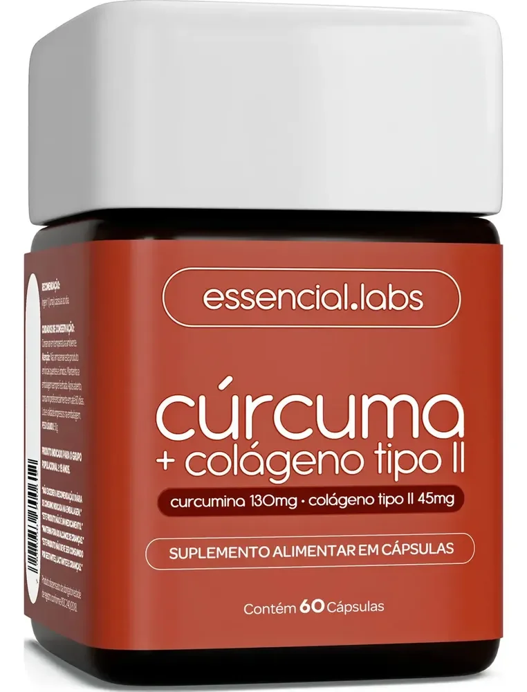 CÚRCUMA 130mg + COLÁGENO Tipo Ii 45mg - Fórmula com Máxima Concentração e Pureza - 60 Cápsulas