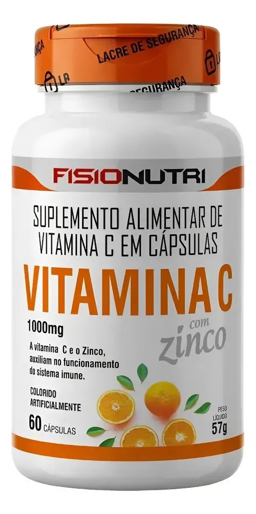 Vitamina C 1000mg + Zinco 7mg Fisionutri 60 Cápsulas