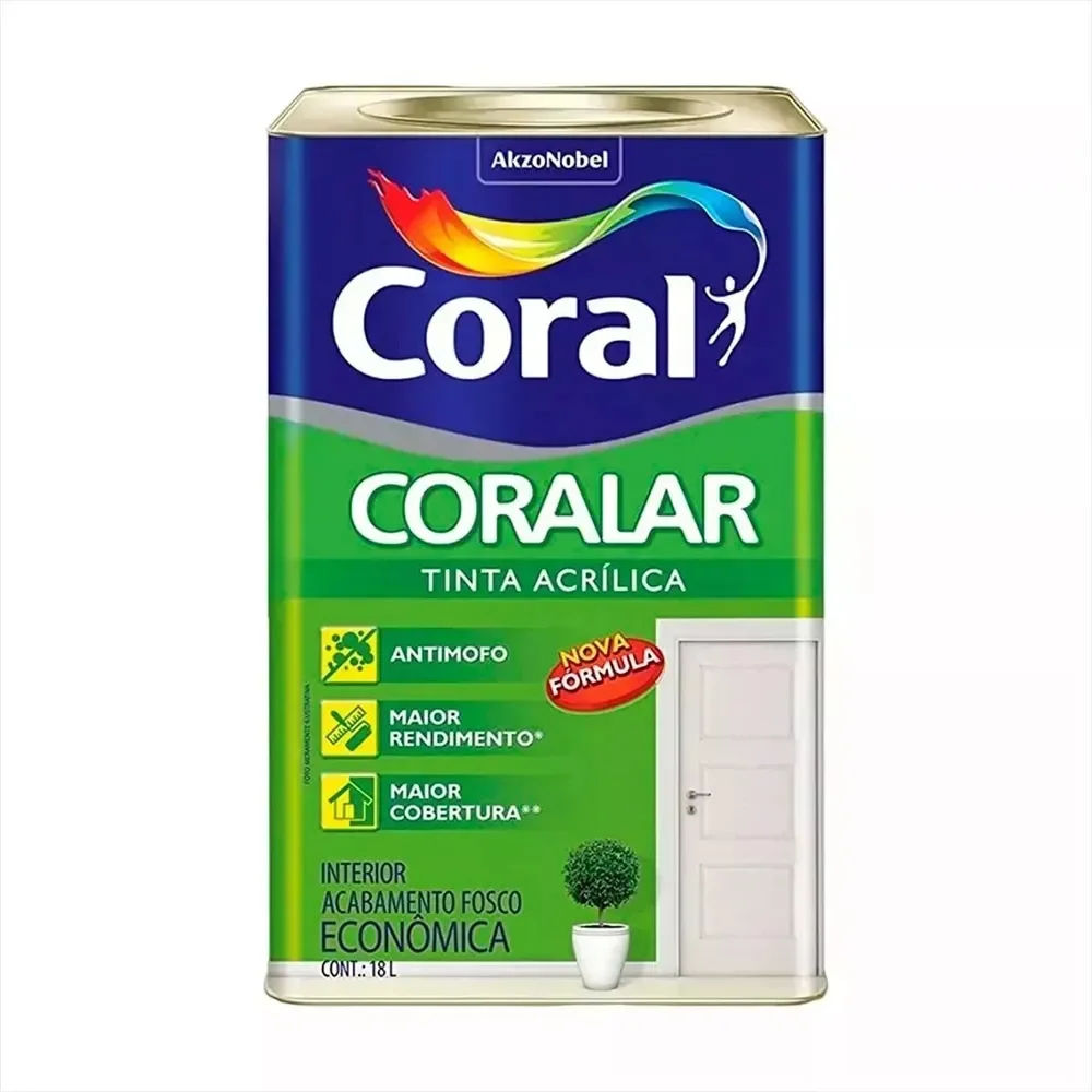 Latex acrílica tinta coral anti mofo branco 18l coralar branco fosco
