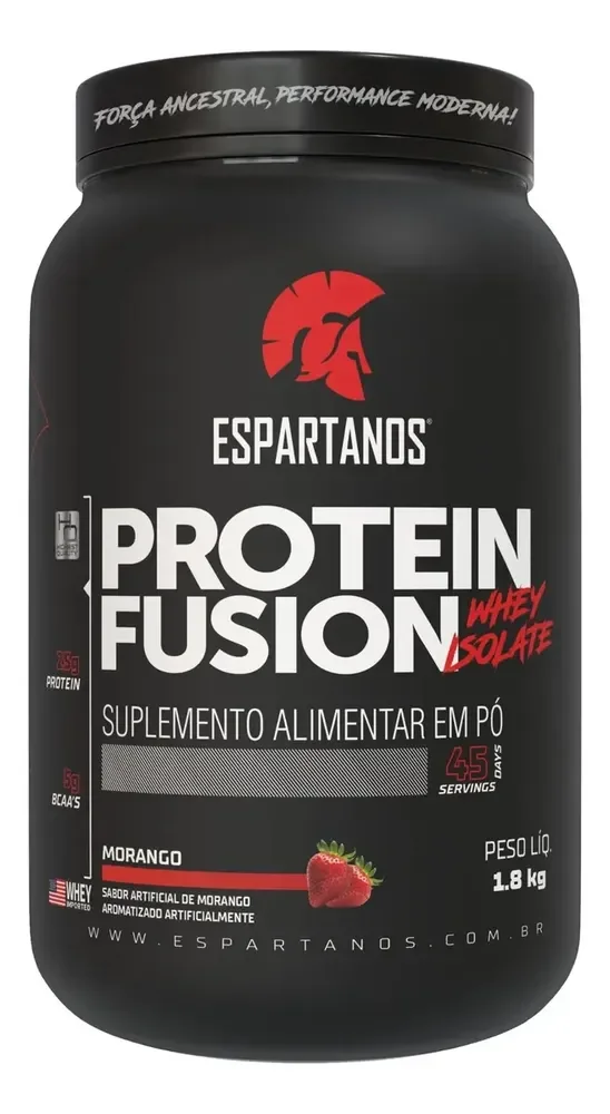Protein Fusion Whey Isolate 1,8kg - Espartanos Nutrition Sabor Morango