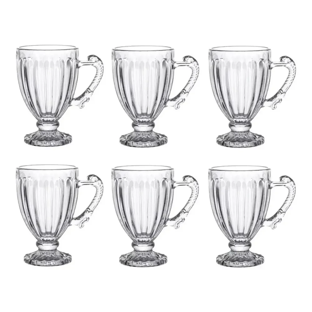Jogo 6 Xícaras De Cristal Para Chá 200ml Renaissance Lyor Transparente