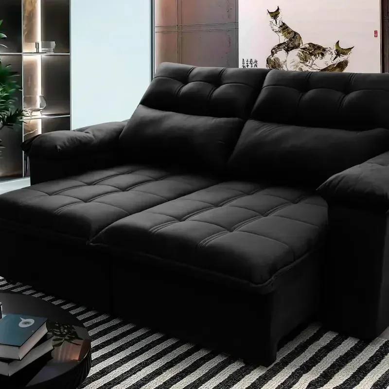 Sofá Retrátil Reclinável Verona 1,80m Preto Molas No Assento - King House