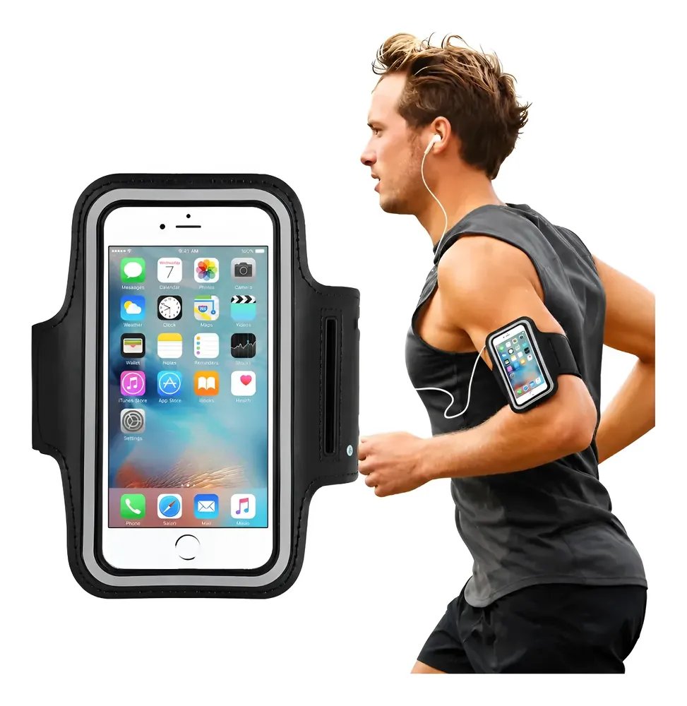 Braçadeira Suporte Porta Celular Braço Corrida Academia Fit Preto