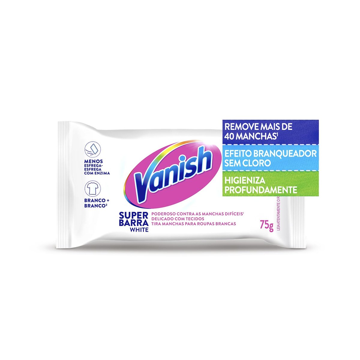 Tira Manchas Barra – Vanish Barra Tira Manchas 75g. Para Roupas Brancas, Sem Cloro, White, Remove As Manchas Sem Danificar O Tecido, Confie Em Vanish, Esqueça As Manchas