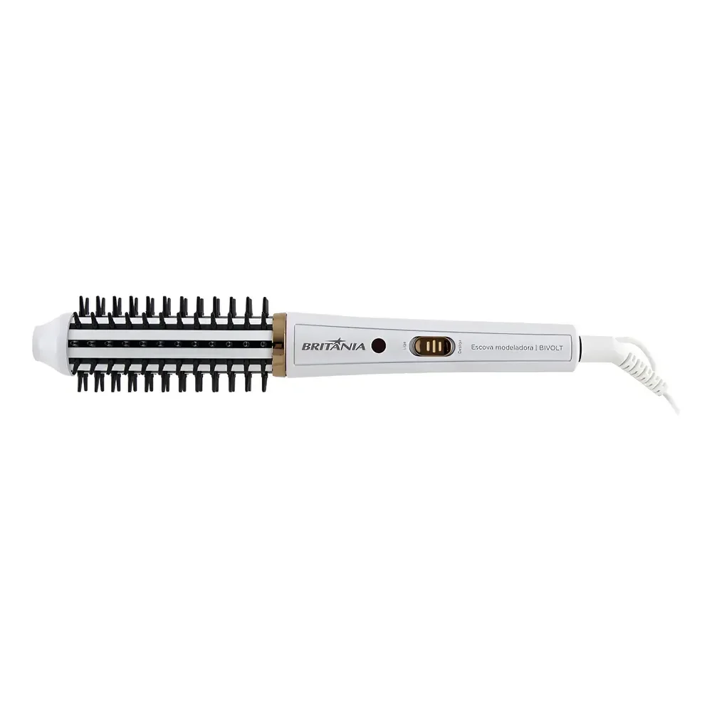 Escova Modeladora Britânia Bec04 2 Em 1 Branca Bivolt Branco 127/220v