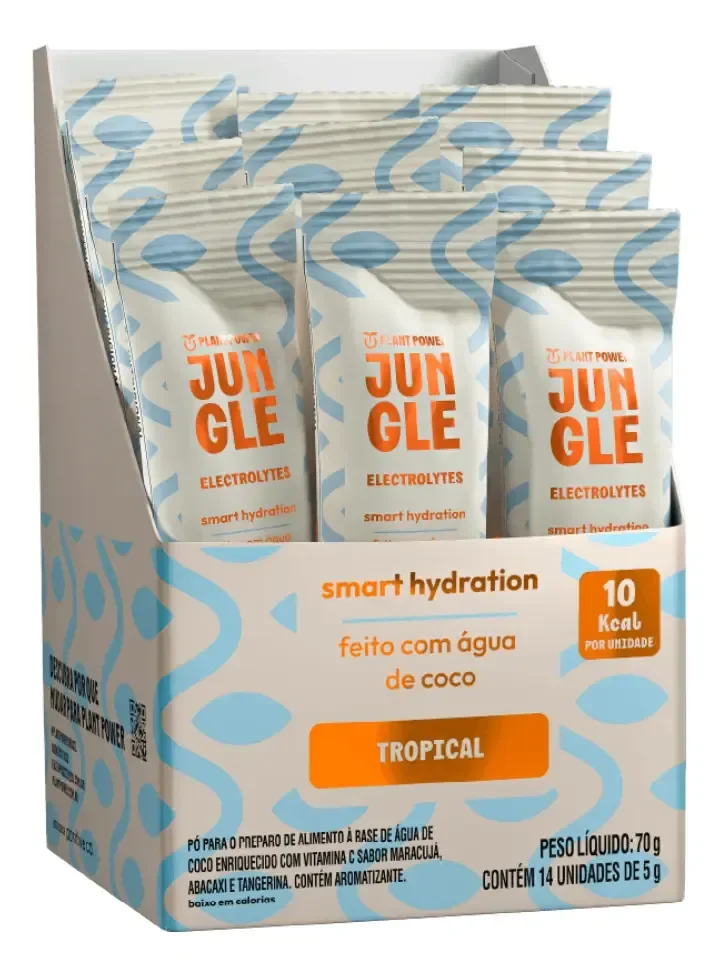Jungle Eletrólitos Em Pó Plant Power Caixa Com 14 Sachês 5g Tropical