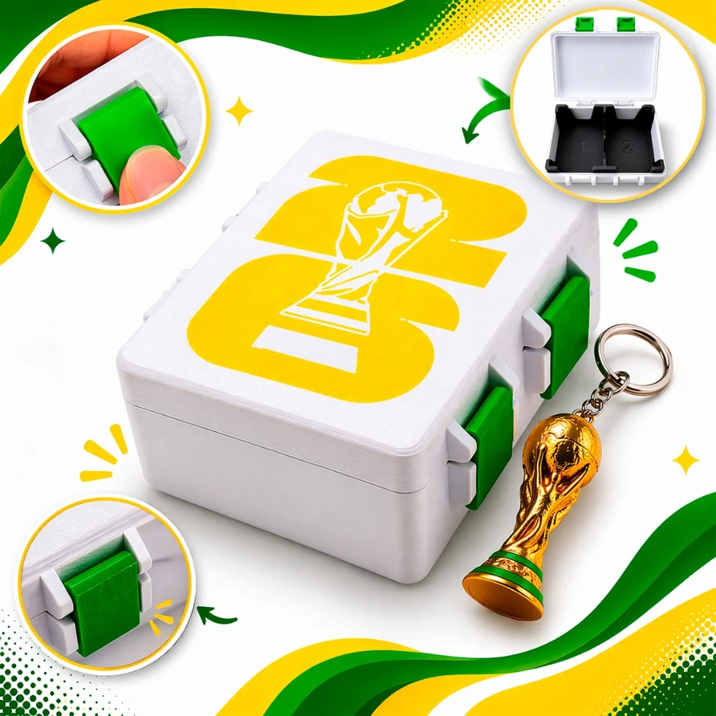Case Porta Figurinhas Copa Do Mundo 2026 Maleta Estojo Organizador Cards + Chaveiro Troféu