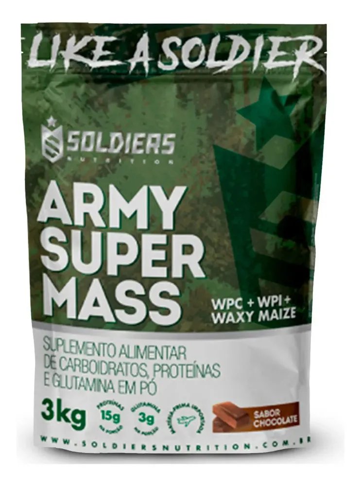 Whey Hipercalórico Army Super Mass 3kg 100% Importado Soldiers Nutrition Suplemento Proteína Muscular