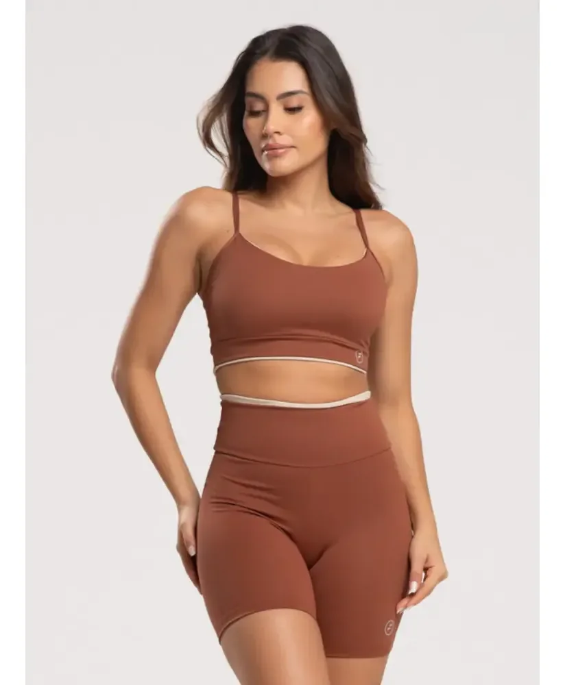 Conjunto Academia Element Poliamida Short E Top Marrom P