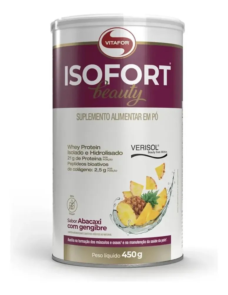 Isofort Beauty Whey Abacaxi Com Gengibre 450g Vitafor Abacaxi Com Gengibre
