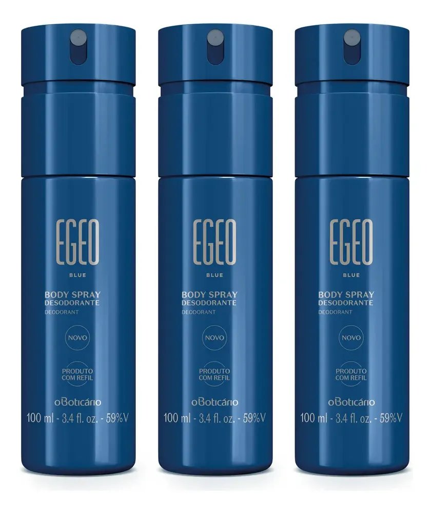 Kit Egeo Blue: Body Spray Desodorante 100ml (3 Itens)