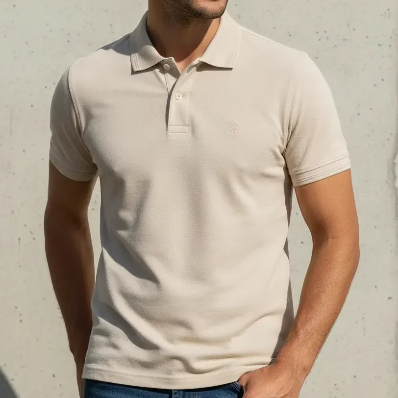 Polo Piquet Lisa Premium Polo Wear Bege Claro Piquet Liso G