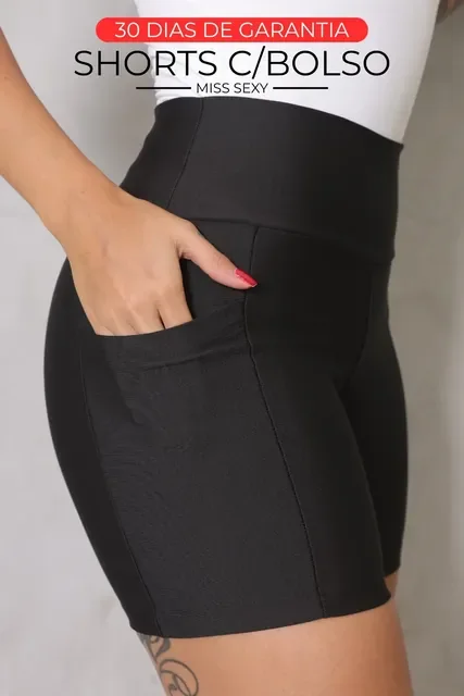 Shorts Academia Feminino Modelador Com Bolso Zero Opacidade