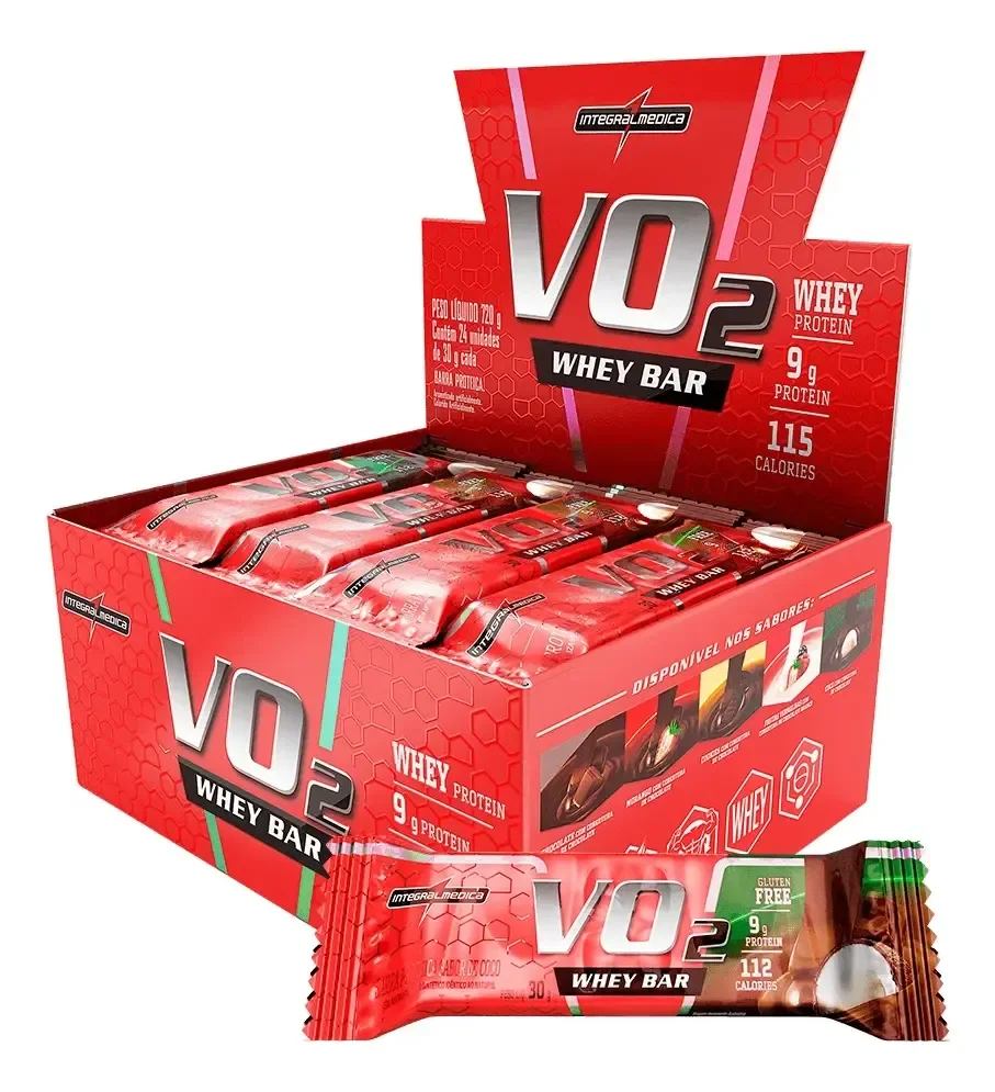 Suplemento Em Barra Vo2 Whey Bar Coco Proteína 12un