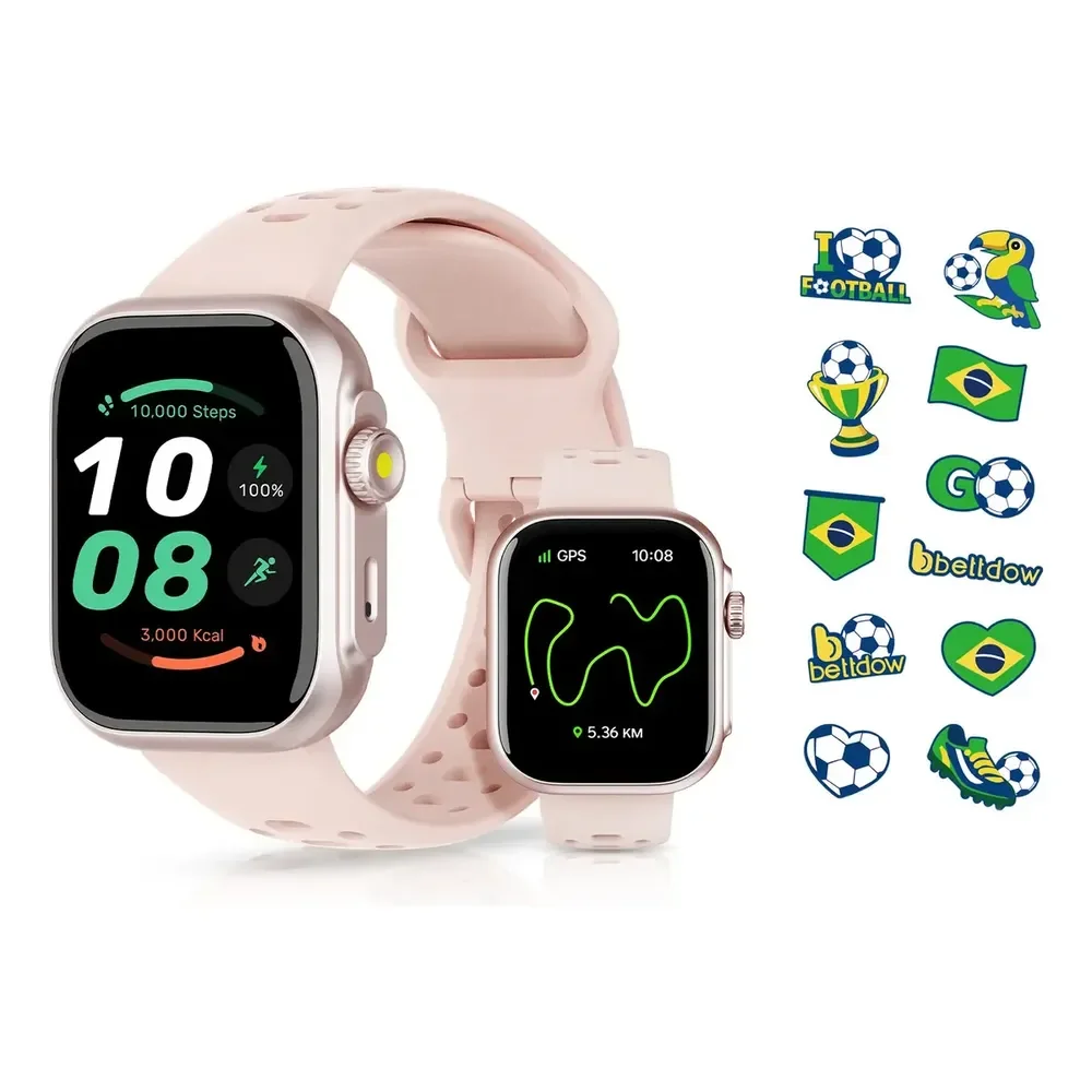 Relógio Smartwatch Bettdow Fb041 Esportivo Alexa E Gps 1.85 Rosa Preto