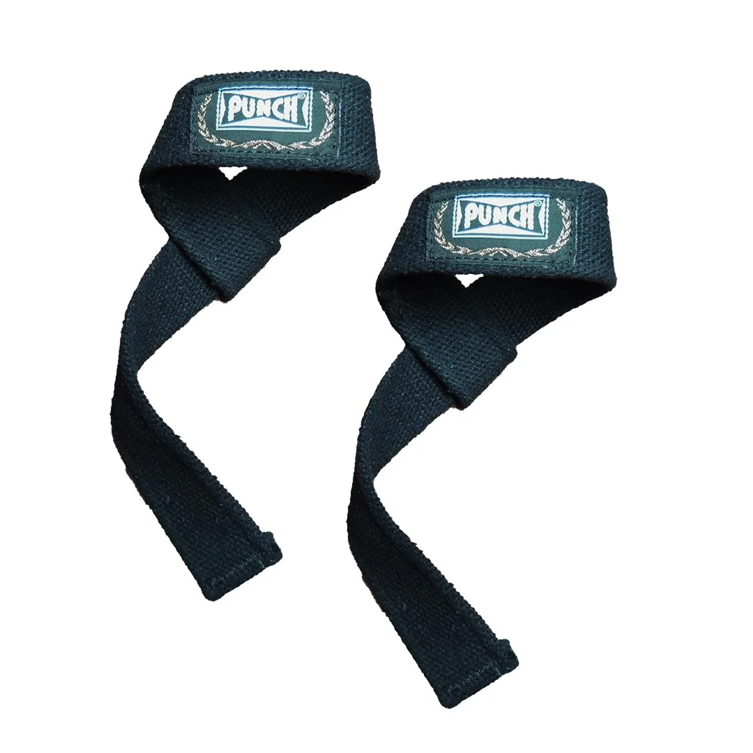 Punch Strap Musculação - Preto - Par - 100% Algodão - Tala Lifting, Power Lifiting, Levantamento De Peso - Unissex