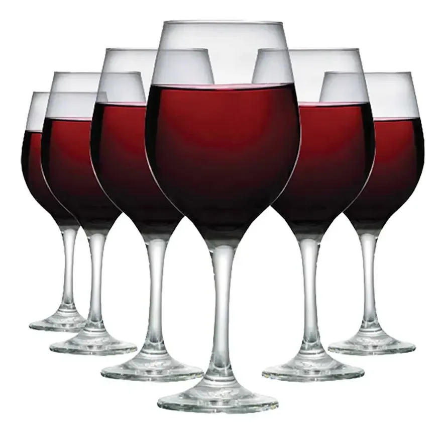 Taça De Vidro 490ml Jogo Taças Vinho Tinto 6 Peças Ruvolo Incolor